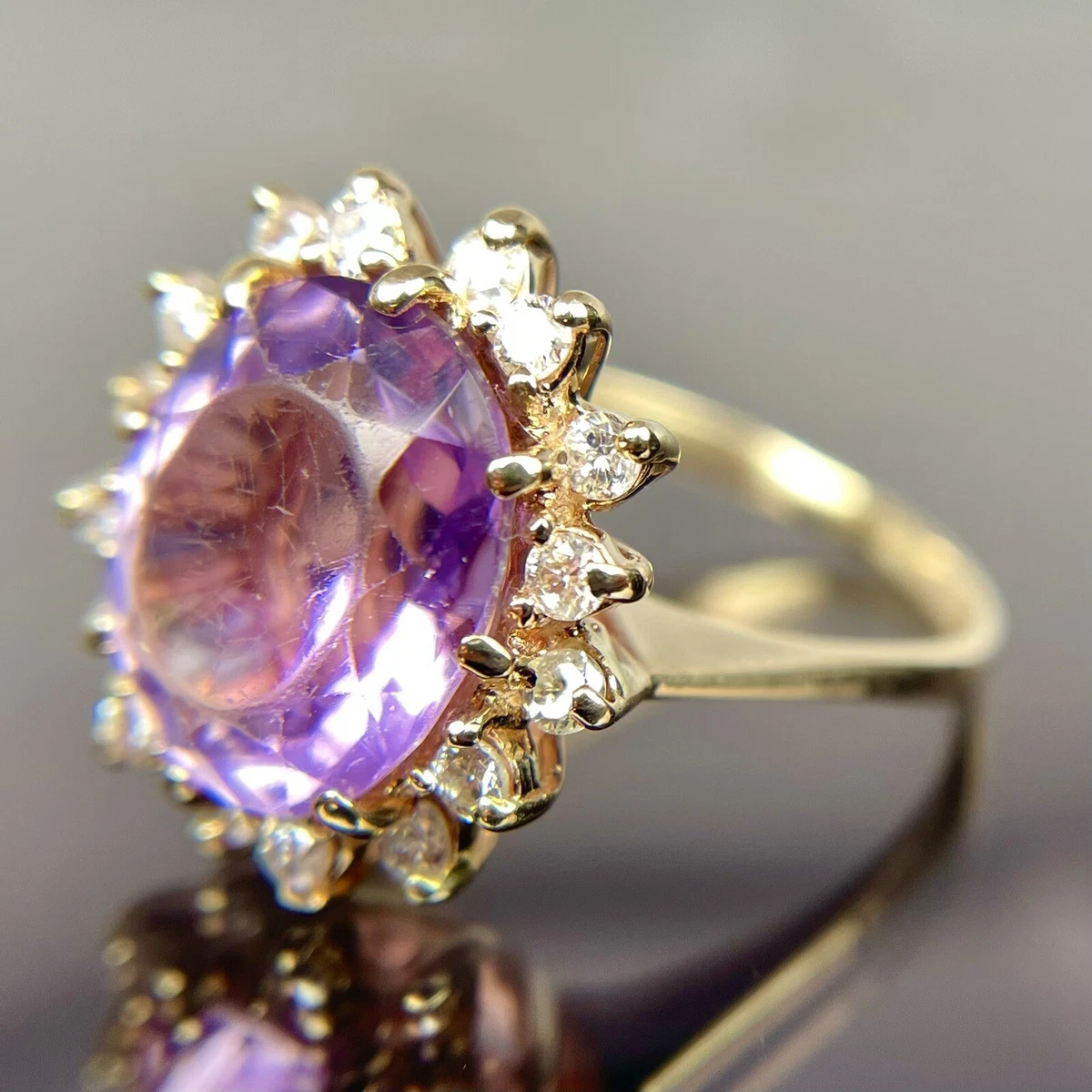 Amethyst band deals ring yellow gold