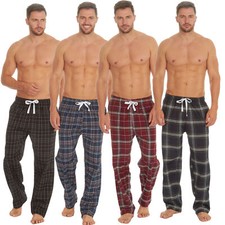 Mens Woven Checked Bottoms Trousers Pyjama Bottoms Pajama PJ Tartan S M L XL XXL