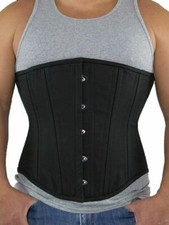 GUC 701 Mens - Authentic Black Cotton 40" Underbust Corset Double Steel Boned