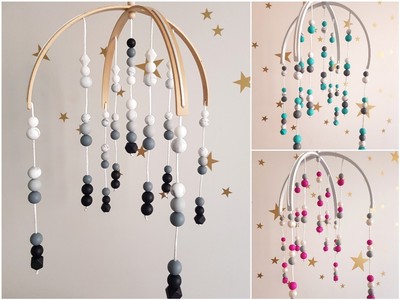 Double Arch Baby Mobile Wooden Mobile Beads Handmade Nursery