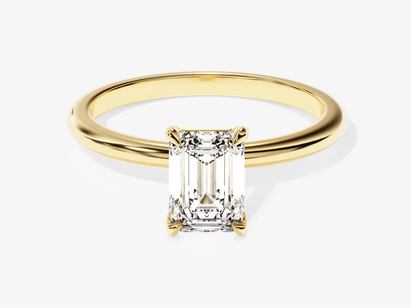 1.0ctw Emerald Cut Solitaire Lab Grown Diamond Engagement Ring 18K Yellow Gold