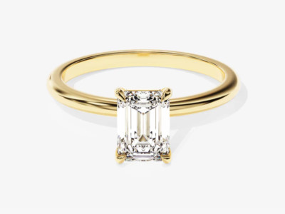 1,0 kt Smaragdschliff Solitär Lab Grown Diamant Verlobungsring 18 K Gelbgold