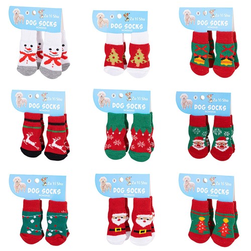 Small Cat Knit Warm Socks Pet Shoes Paw Protector 4PCS/set Pet Christmas Socks - Picture 3 of 36