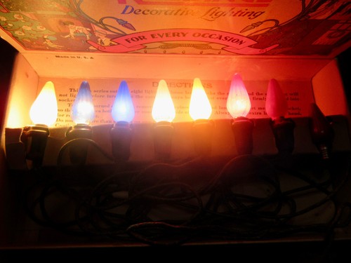 1920-30s Antique Reliance Mazda Christmas Tree Light String Set Wonderful Box - Picture 6 of 10