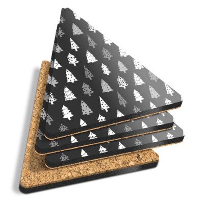 4x Triangle Coasters - BW - Modern Christmas Tree Pattern Art #37911 ...