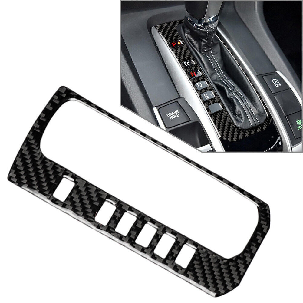 Fits Honda Civic 10th 2016-2019 18 Carbon Fiber Gear Shift Knob Panel Cover Trim