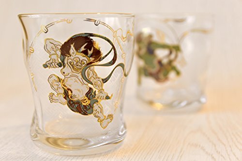 Made in Japan AIDERIA Rock Glass Pair God of Winds and Thunder Stylish Drinkware - Picture 3 of 7
