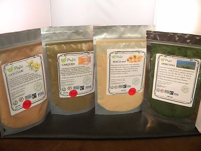 GINGER MACA MORINGA SPIRULINA TURMERIC ALFALFA powder root leaf bark PAJE 4 8 16