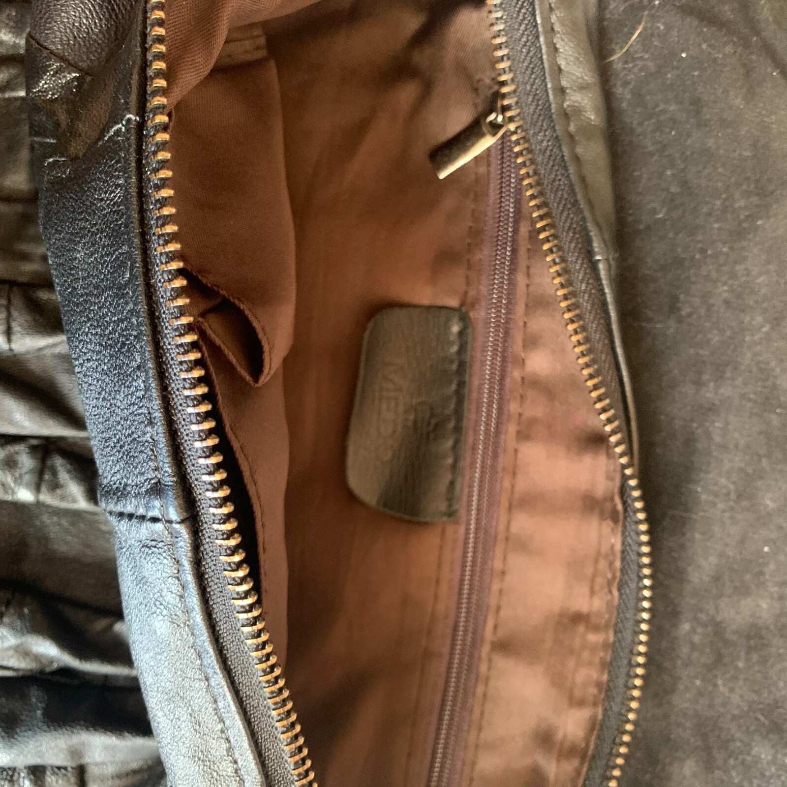 Patchwork Soft Leather Shoulder Bag Black Gunmeta… - image 4