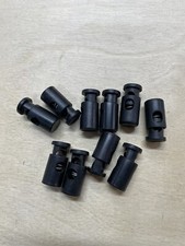 10 Black Plastic Cord Lock Stoppers Toggle w/ Spring Drawstring Paracord 1 Hole
