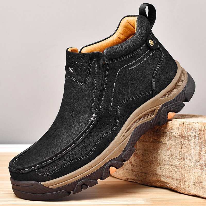 Leather Motorcycle Slip On Tooling Sneakers