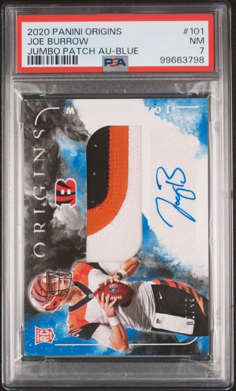 Joe Burrow Panini Origins #101 Jumbo Patch Autograph-Blue