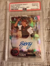 2016 Bowman Chrome Andy Yerzy #28/499 AUTOGRAPH REFRACTOR #CDAAY Graded PSA 10