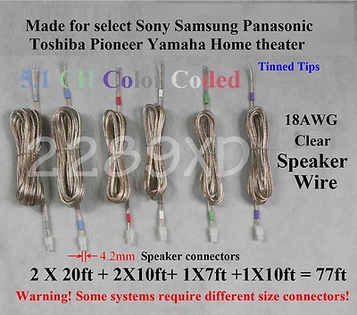 Speaker Wires made for select Sony Panasonic Samsung Home  theater