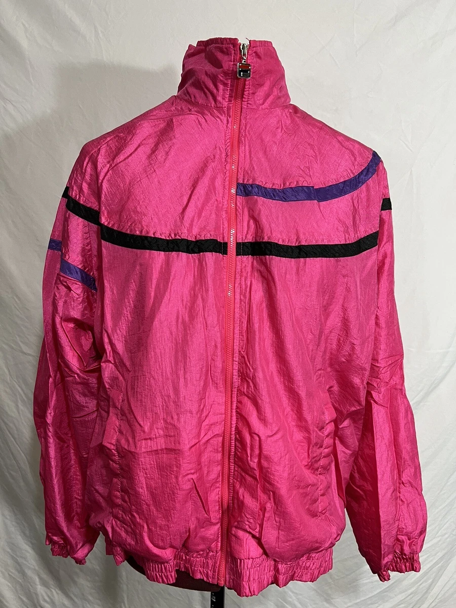 Vtg 90s Fila Tracksuit Windbreaker Jacket Pink Women s Large Rare Color Pattern