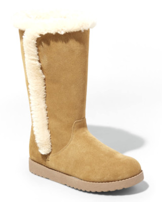 Universal Thread Women's Daniela Natural Real Suede Faux Fur Tall Winter Boots