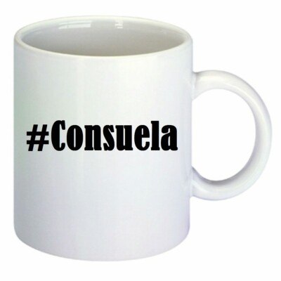 Kaffeetasse #Consuela Hashtag Raute Keramik Höhe 9,5cm in Weiß