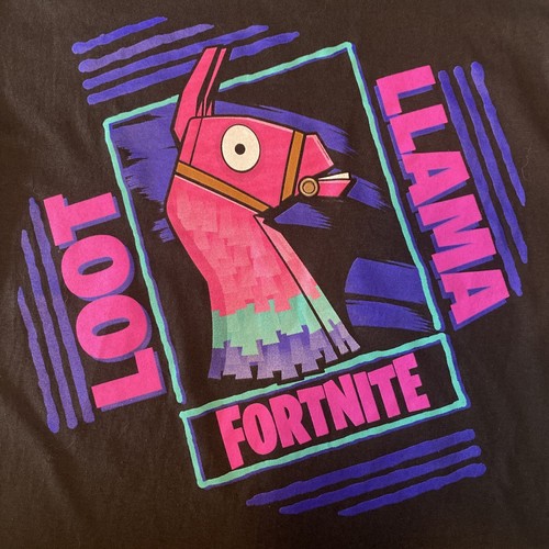 Fortnite Loot Llama Boys Size XXL 18 Graphic Print T-shirt Short Sleeve Black - Picture 2 of 5