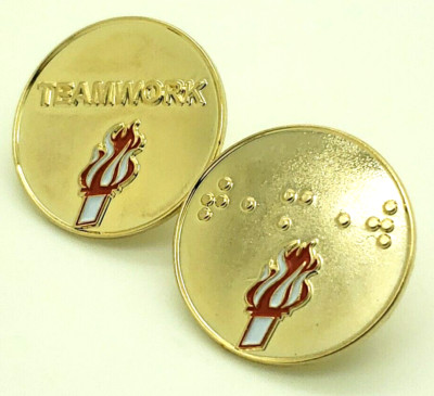 TEAMWORK Inspirational Phrases Written & Braille Hat, Tie or Lapel Pins