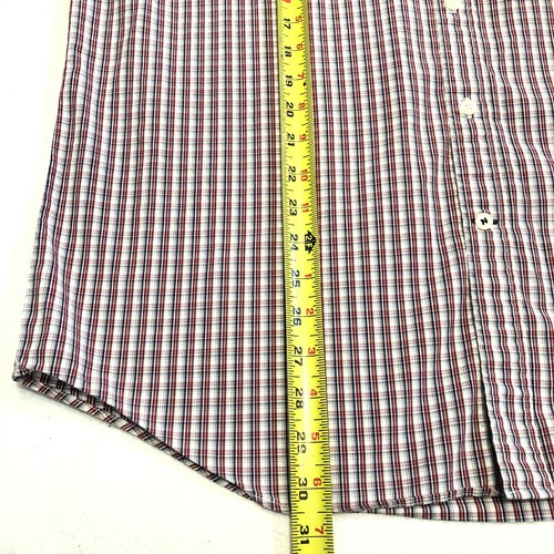 Nautica Button Shirt 80s Two-Ply Cotton Button Collar Red Plaid Size Large - Picture 5 of 10