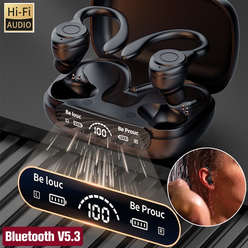 Over Ear Wireless Earhooks Bluetooth 5.3 Earbuds TWS Sport Headphones Sweatproof - Picture 2 of 17