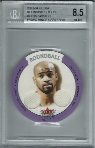 2003-04 VINCE CARTER Ultra ROUNDBALL DISCS ULTRA SWATCH #9/15 BGS 8.5 Raptors