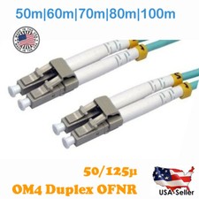 LC to LC MULTIMODE OM4 AQUA 10GB FIBER OPTIC PATCH CABLE 50m,60m,70m,80m,100m