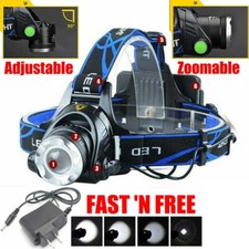 LED Headlamp Rechargeable Headlight Zoomable Head Torch Lamp Flashlight