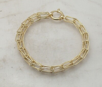 Technibond Byzantiner Armband Büroklammer Glieder 14K Gelbgold vergoldet Silber