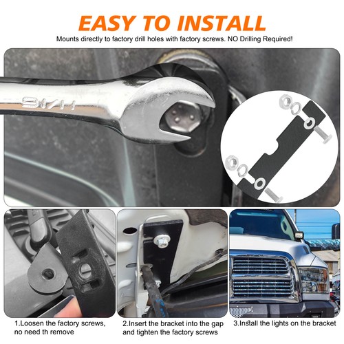 For 09-18 Dodge RAM 1500/2500/3500 Hood Ditch LED Light Brackets Mount Wire Kit - Foto 9 di 20