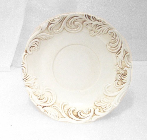 Vintage INARCO Saucer for Pitcher E-2991Antique White & Brown Embossed