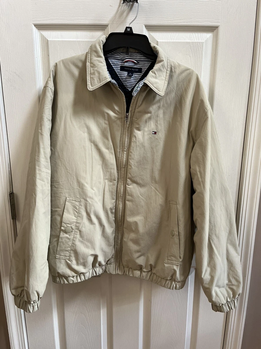Tommy Hilfiger Mens Full Zip Tan Puffy Winter Water Resistant Jacket Coat Size M