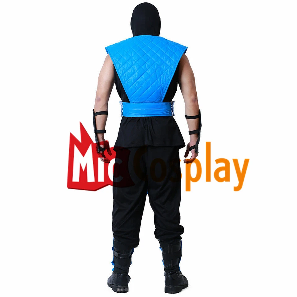 Traje de Lucha Para Hombre Ninja Disfraz de Juegos con disfraces Traje de Combate Azul con Cubierta Facial Foto 4 de 4