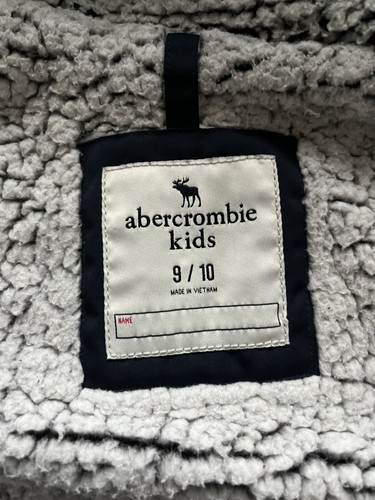 Unisex Abercrombie Kids Sherpa Fleece Lined Coat Navy Size 9/10 - Picture 8 of 9