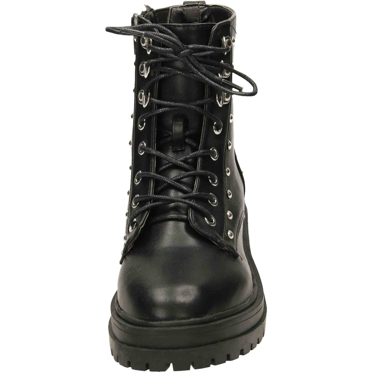 Black Combat Studded Ankle Boots Lace Up Zip Punk Goth Black Combat Studded Ankle Boots Lace Up Zip Punk Goth