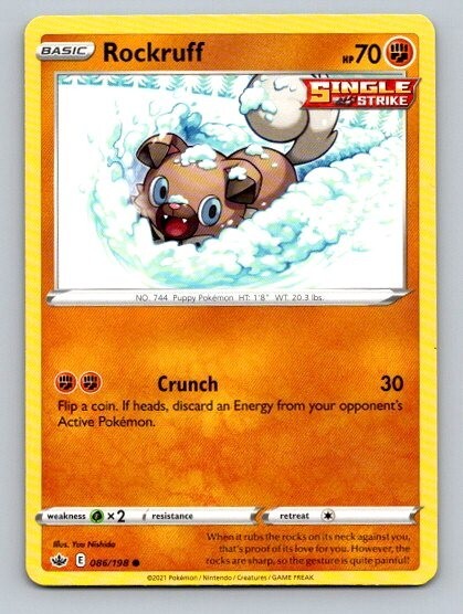 2021 Pokemon Card Chilling Reign Rockruff 86/198