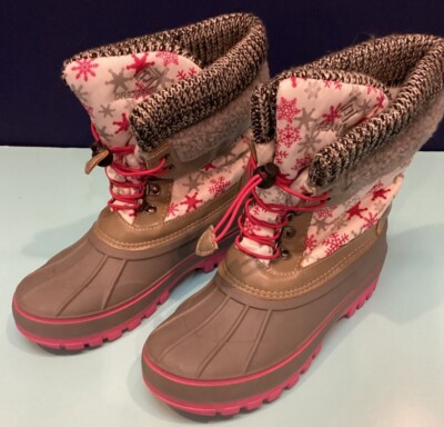 3M Thinsulate Young Girls Winter Snow Boots Grey Pink multicolor School  Size