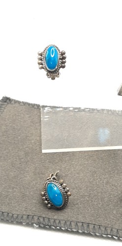 2 Paar Vintage Ohrringe 925 Sterling mit Türkis Schraubverschluss - Bild 3 von 5