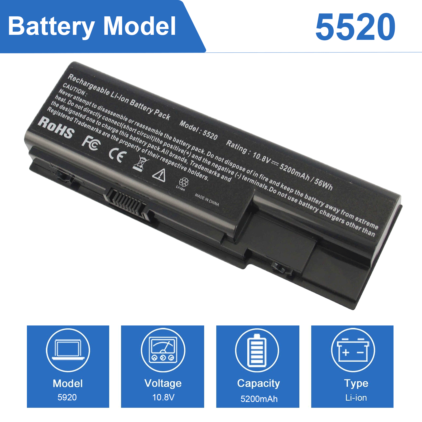 Spare Laptop Battery For Acer Aspire 5300 5315 5535 5920 6920 6930 8930