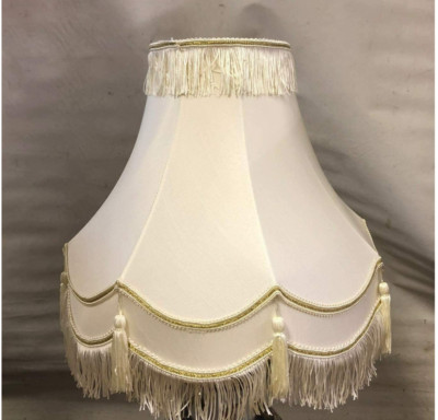 14'' TRADITIONELLER VOLLSTÄNDIG GEFÜTTERTER CREME/GOLD TISCHLAMPENSCHIRM