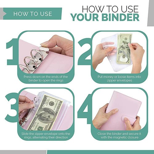 A6 Budget Binder Money Saving Wallet Notebook Planner Cash Organiser Book AU Hot - Picture 10 of 18