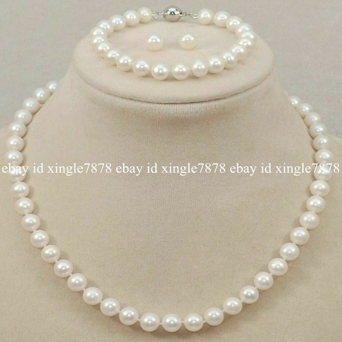 Genuine Natural Freshwater Cultured Pearl Necklace Bracelet Earring Set 20" - Picture 15 of 29