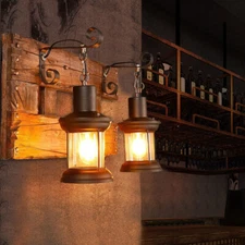Industrial Rustic Lantern Glass Wall Light Fixture Loft Outdoor Wall Sconce Lamp