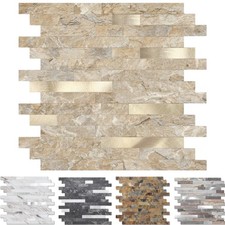 10 Sheets Peel and Stick Stone Metal Tile Backsplash, Stick on Tiles for Back...