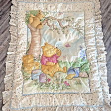 Vintage Classic Crib Winnie The Pooh bear bedding Comforter blanket plush Gund