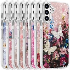 For Samsung Galaxy A16 5G Phone Case Epoxy Glitter Butterfly Metal Buttons Cover