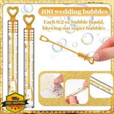 100pc Gold Heart Wedding Bubble Wands Party Favors