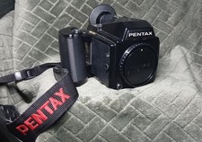 Pentax 645 Medium Format SLR Camera w/ Grip  120 Insert  body cap Film Tested