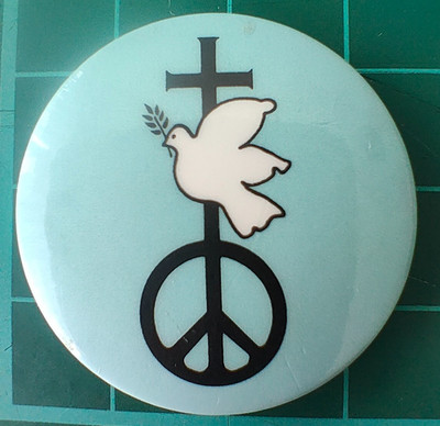 Original Vintage Politischer Protest CND Pin Anstecker Friedenstaube Greenpeace Christ