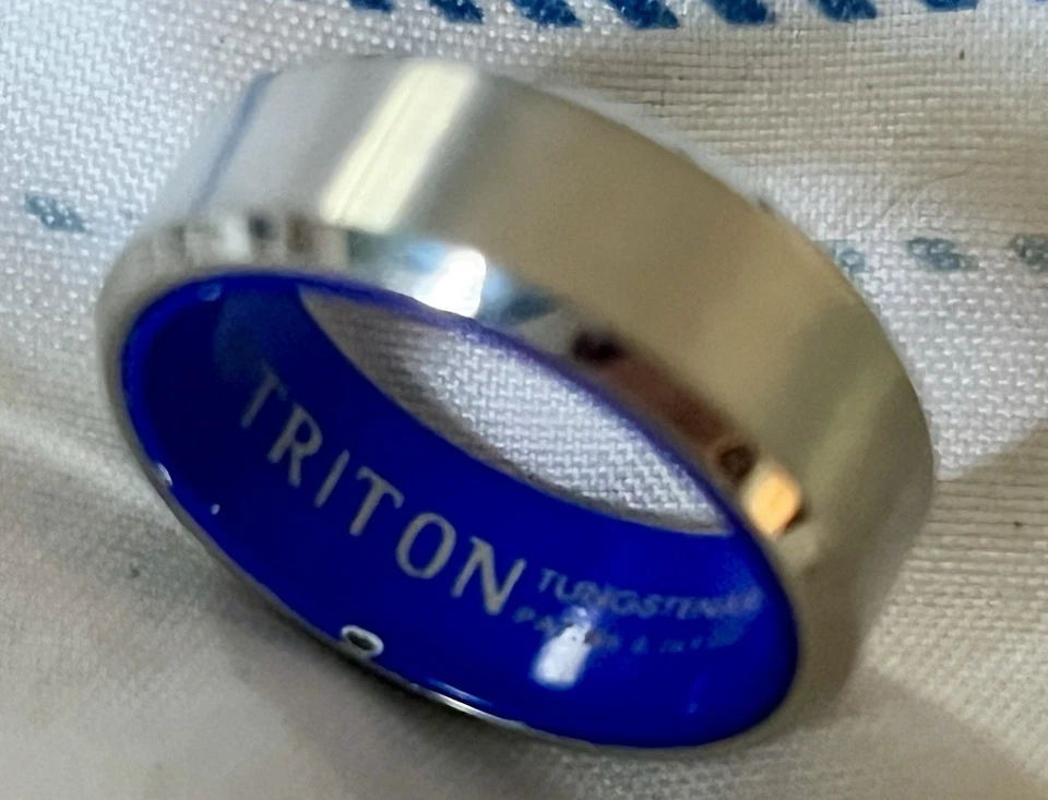 Tungsten Carbide Turquoise Inlay Ring Band Size 9 - Image 2 of 4